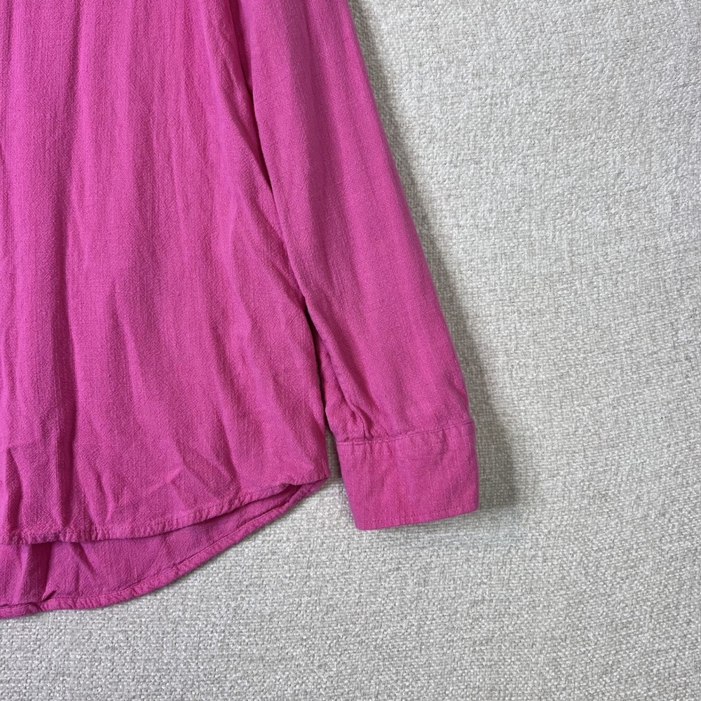 100% Cotton Pink Boho Gauze Lagenlook Organic Festival Button Up Top Women XL - Picture 3 of 9